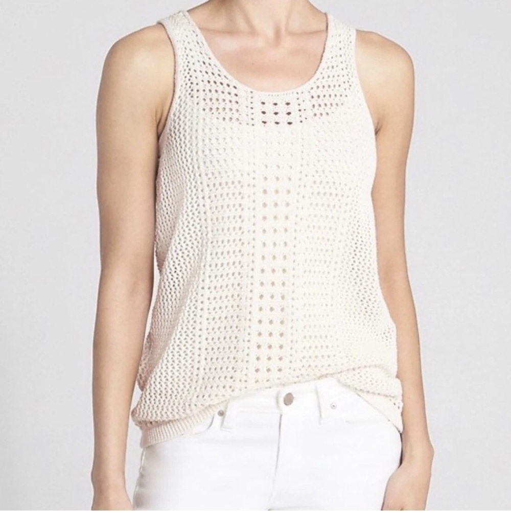 GAP Cream Crochet Sleeveless Knit Tank Top Size S